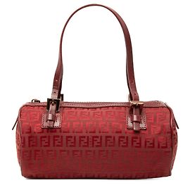 Borsa a mano cilindrica Fendi in tela Zucchino rossa
