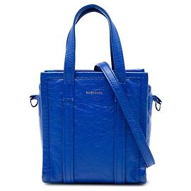 Balenciaga Bazar Shopper Satchel XXS aus blauem Lammleder