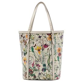 Gucci White Medium Calfskin Flora Infinity Nice Tote