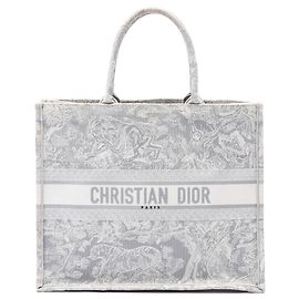 Dior Gray Large Canvas Embroidered Dioriviera Toile De Jouy Book Tote