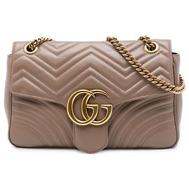 Borsa a tracolla Gucci GG Marmont Matelassé in pelle di vitello marrone Large