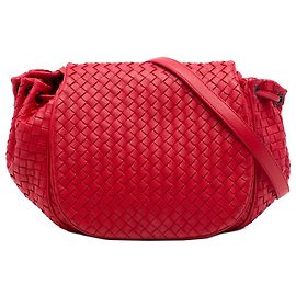 Bottega Veneta Borsa a tracolla con patta Intrecciato in nappa rossa