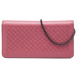 Portafoglio Continental con Catena Bottega Veneta in Nappa Intrecciato Rosa