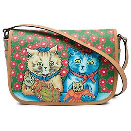 Gucci Green Kids Messenger-Tasche aus beschichtetem Canvas mit floralem Katzen-Print