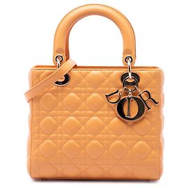 Dior Orange Medium Lambskin Cannage Lady Dior