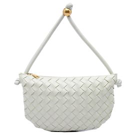 Bottega Veneta Piccola Borsa Turn Pouch in nappa Intrecciato bianca