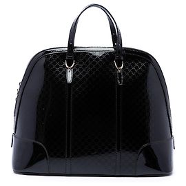 Borsa Gucci Nice Dome Top Handle Large Microguccissima in vernice nera