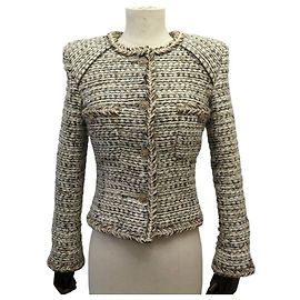 CHANEL JACKET P59913V45402 IN TWEED CC LOGO 34 XS 36 WOOL CASHMERE ALPACA