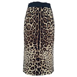 Saia lápis Dolce & Gabbana com estampado de leopardo em seda multicolorida