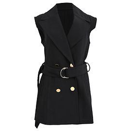 Stella Mc Cartney Gilet doppiopetto con cintura Stella McCartney in lana nera