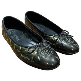 Chanel Quilted Patent Leather Ballet Flats