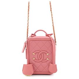 Borsa a tracolla con catena Chanel CC Filigree Vanity Caviar Skin AS0988