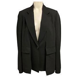 Loewe schwarze leichte Tailoring-Jacke aus fließendem Twill-Wollstoff