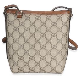 Borsa Bucket Nano Gucci Beige e Marrone Scuro GG Supreme Monogram Emblem