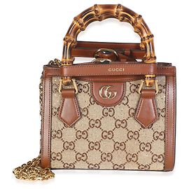 Sac Mini Diana Tote Gucci Camel New Canvas Charisma en cuir de veau et cristaux GG