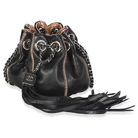 Chanel Bicolor Black Pink Satin Calfskin Reversible Mini Sac Cordon