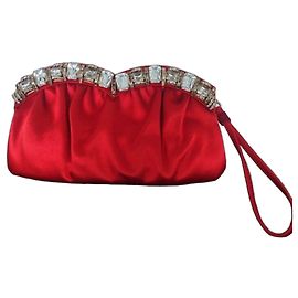 Casadei Rote Clutch mit Strasssteinen