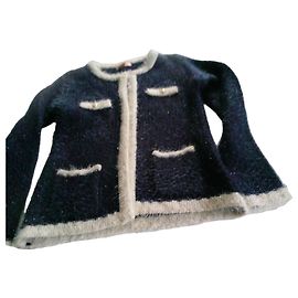 Autre Marque Flam Mode Marineblaue Strickjacke mit Glitzerfaden