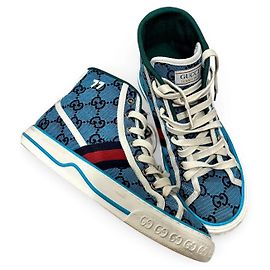 Sapatilhas Gucci Tennis 1977 em tela monograma azul