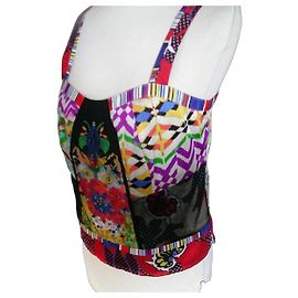 Leslie Amon Leslie Zephyr Patchwork-Bustier aus Seide, Multicolour