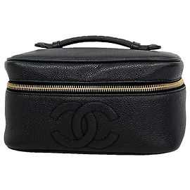 Borsa Vanity Chanel in pelle di vitello granulata nera