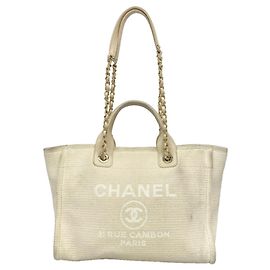 Chanel Deauville Canvas Chain Tote Bag