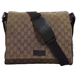 Gucci GG Supreme Canvas Schultertasche Braun Beige