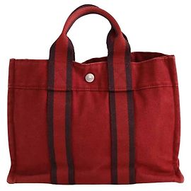 Borsa a mano Hermès bordeaux in cotone
