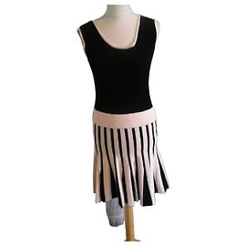 Autre Marque Wind Strickkleid gestreift - Schwarz/Beige