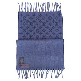 Sciarpa Louis Vuitton Monogram in Lana e Cashmere Blu Navy