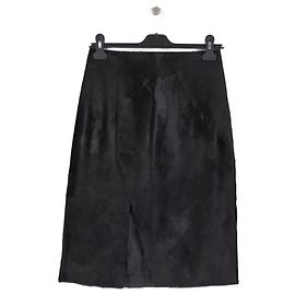 Falda de cuero negra de largo medio Loulou de Saison