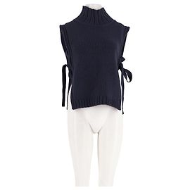 Soeur Ärmelloser Rollkragenpullover aus Wolle in Marineblau
