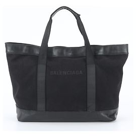Saco Tote Balenciaga em couro preto e lona