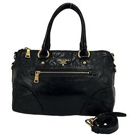Bolso 2-Way de piel negra Prada