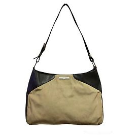 Gucci Bolso de hombro de lona beige y cuero marrón oscuro