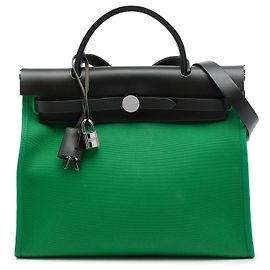 Hermès Green Toile Herbag Zip 31
