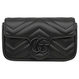 Bolso cinturón Gucci Black GG Marmont Matelasse en piel de becerro con cadena monocromática