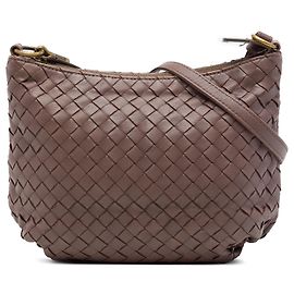 Bottega Veneta Borsa crossbody Intrecciato in nappa marrone