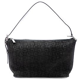 Céline Celine Black C Macadam Suede Shoulder Bag