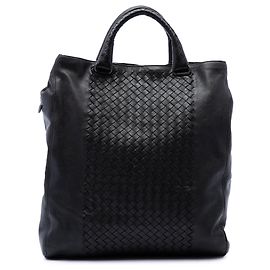 Bottega Veneta Nappa Tote in Schwarz mit Intrecciato-Besatz