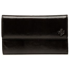 Carteira Longa com Aba Chanel Black CC Patent