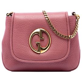 Gucci 1973 Kleine Crossbody-Tasche aus rosa Kalbsleder mit Kette