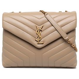 Autre Marque Sac à épaule Saint Laurent LouLou en cuir de veau matelassé monogrammé, beige, taille Medium