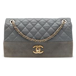 Chanel Gray Jumbo Quilted Calfskin Soft Elegance Flap