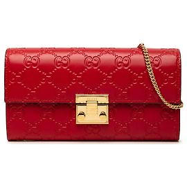 Cartera con cadena Gucci Red Guccissima con candado