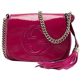 Gucci Pink Small Patent Soho Chain Flap Crossbody