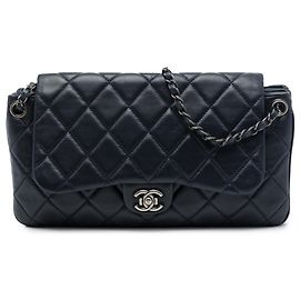 Chanel Blue CC Quilted Lambskin Accordion Flap