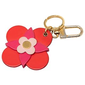 Louis Vuitton Red Leather Blooming Flowers Totem Key Holder and Bag Charm