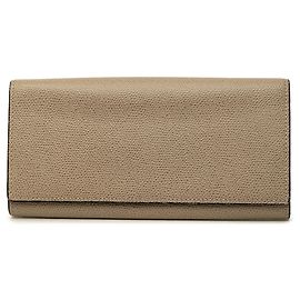 Valextra Brown Grained Calfskin Flap Long Wallet