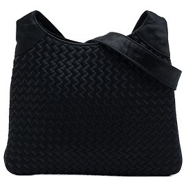 Borsa a tracolla Intrecciato in raso nero Bottega Veneta